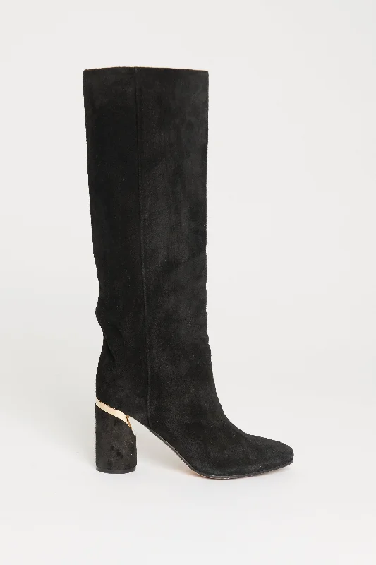 Black Suede Preowned Jayla 85 Knee-high Boots