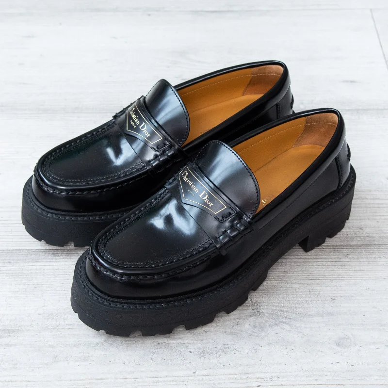 Dior Boy Black  Leather Platform Loafers