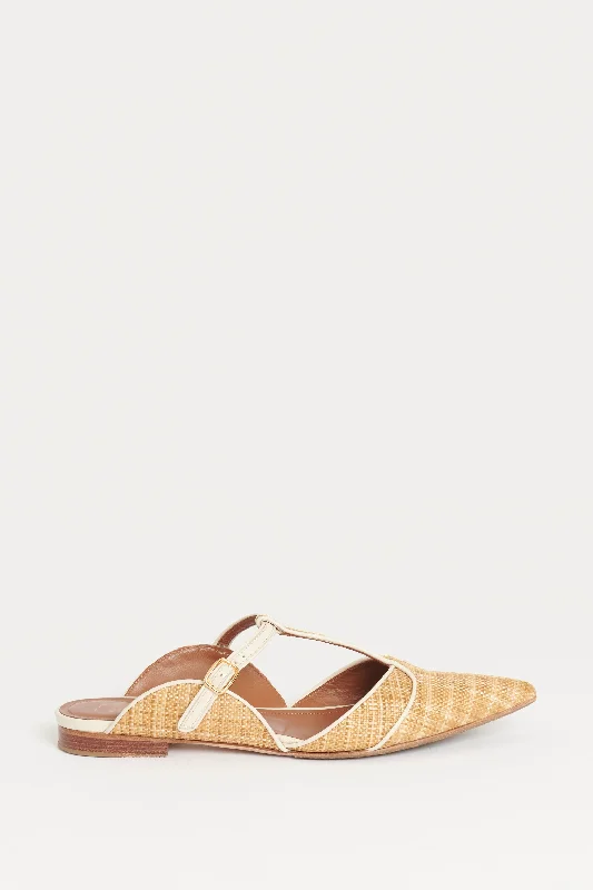 Leather Woven T-Bar Preowned Flats