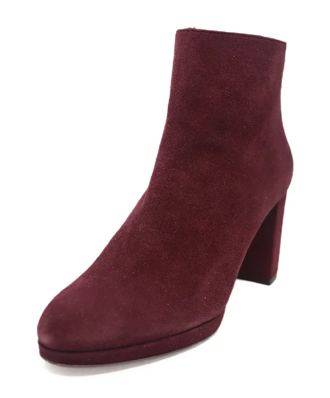 Stuart Weitzman Burgundy Suede Booties sz 6