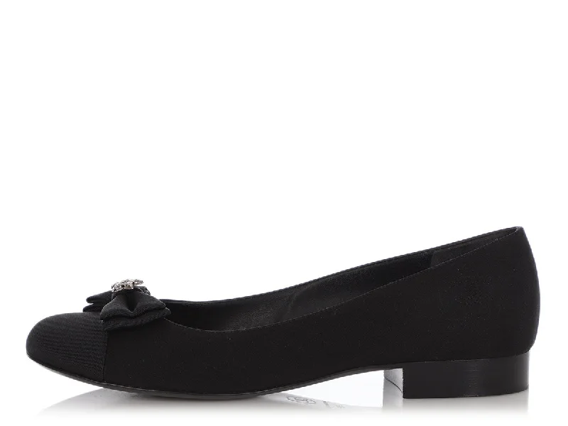 Chanel Black Crepe Flats