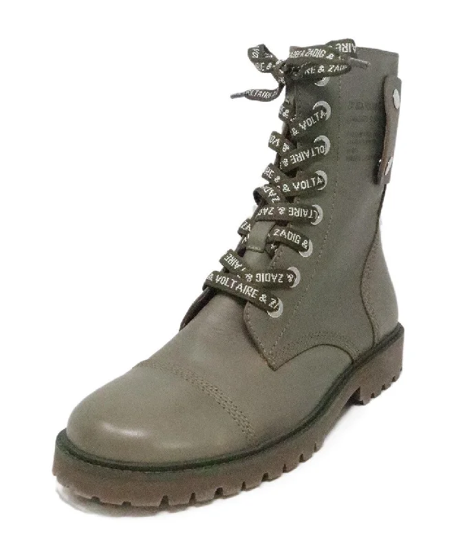 Zadig & Voltaire Olive Leather Boots sz 10