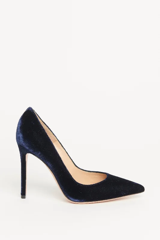 Navy Velvet Preowned Pumps