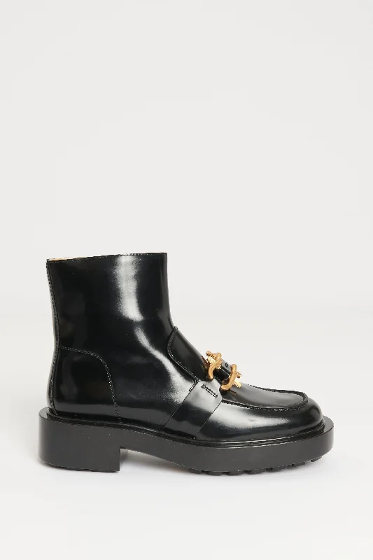 Black Patent Leather Preowned Monsieur Chunky Ankle Boots