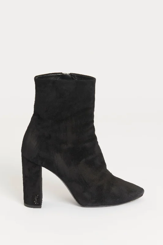 Black Suede Lou Preowned Ankle Boots