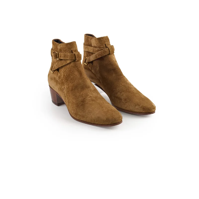 Saint Laurent Brown Suede Ankle Boots Size 39.5