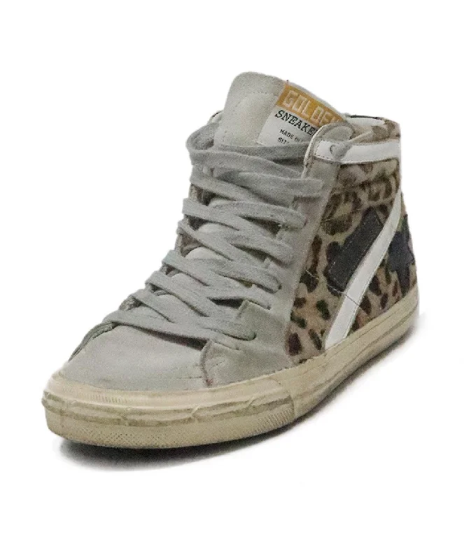 Golden Goose Grey & Leopard Print Sneakers sz 7