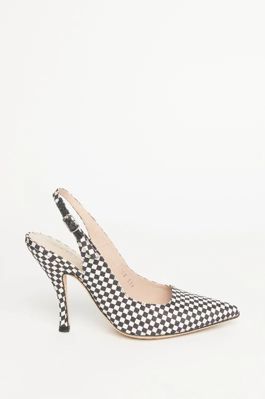 Annabelle Checkered Preowned Slingback Heels