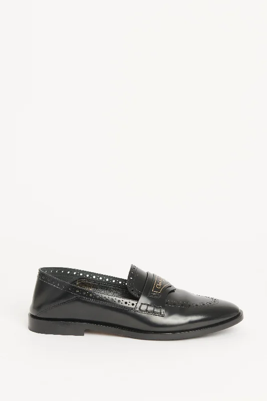 2024 Black Leather Preowned Boy Loafers