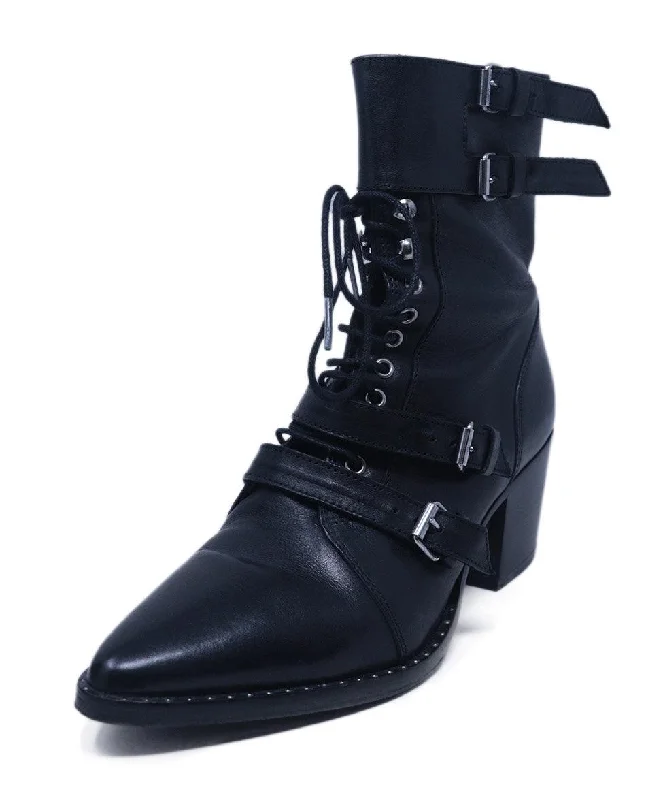 IRO Black Leather Buckle Booties sz 8