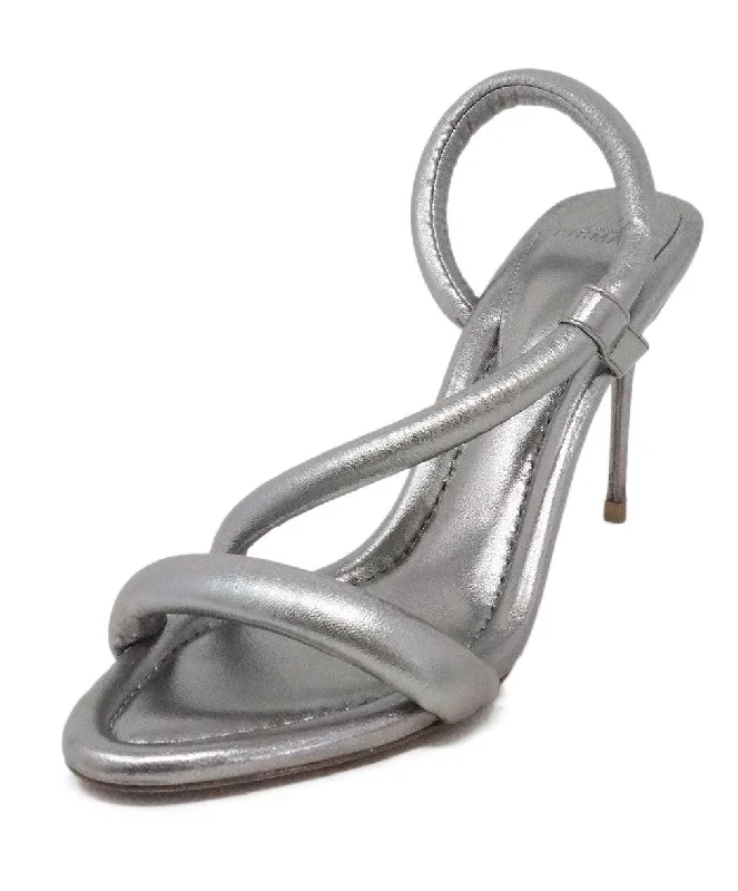 Alexandre Birman Silver Leather Heels sz 8