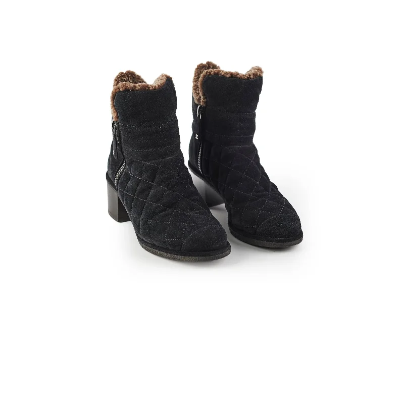 Chanel Suede Black Boots Size 35.5