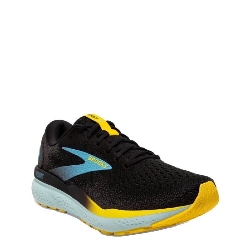 Brooks Men's Ghost 16 Sneaker in Black/Forged Iron/Blue