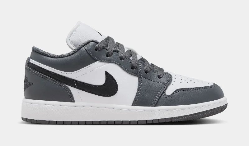 Air Jordan 1 Retro Low Iron Grey Grade School Lifestyle Shoes (White/Black/Iron Grey)