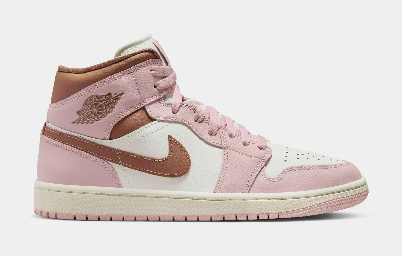 Air Jordan 1 Retro Mid Neapolitan Womens Lifestyle Shoes (Pink Oxford/Sail/Archaeo Brown)