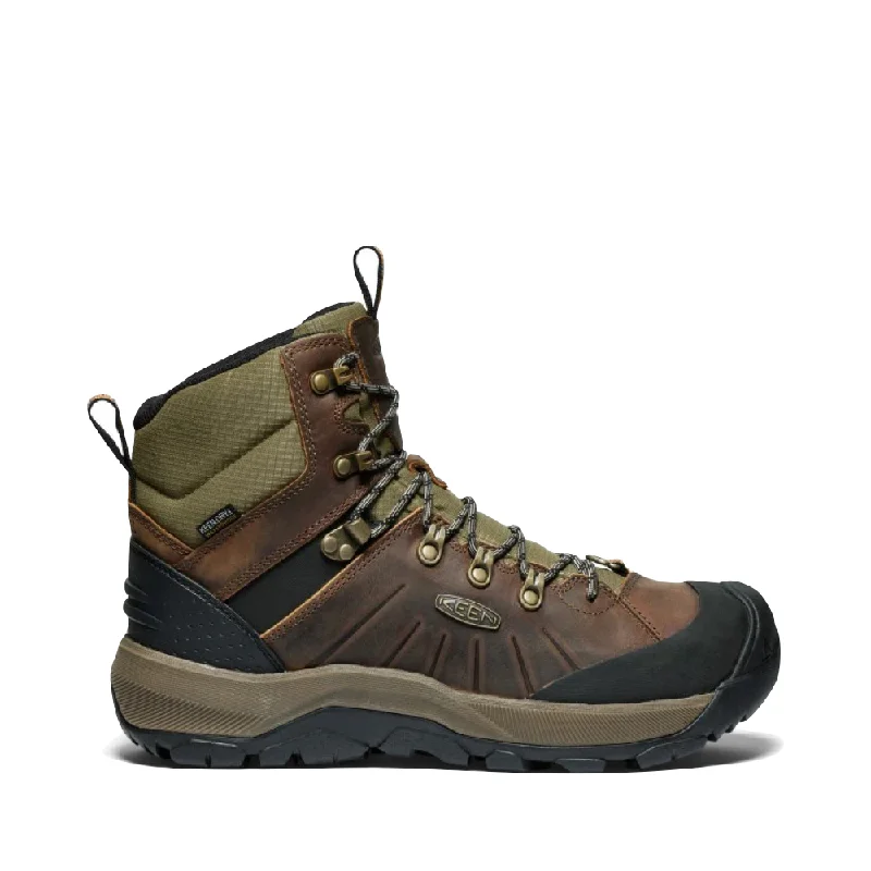 KEEN Men's Revel IV Mid Waterproof Boot in Bison/Orange Pepper