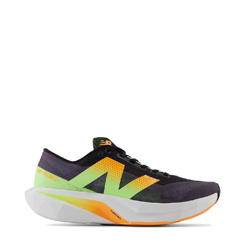 New Balance Men's FuelCell Rebel v4 Sneaker in Black with Graphite and White Peach