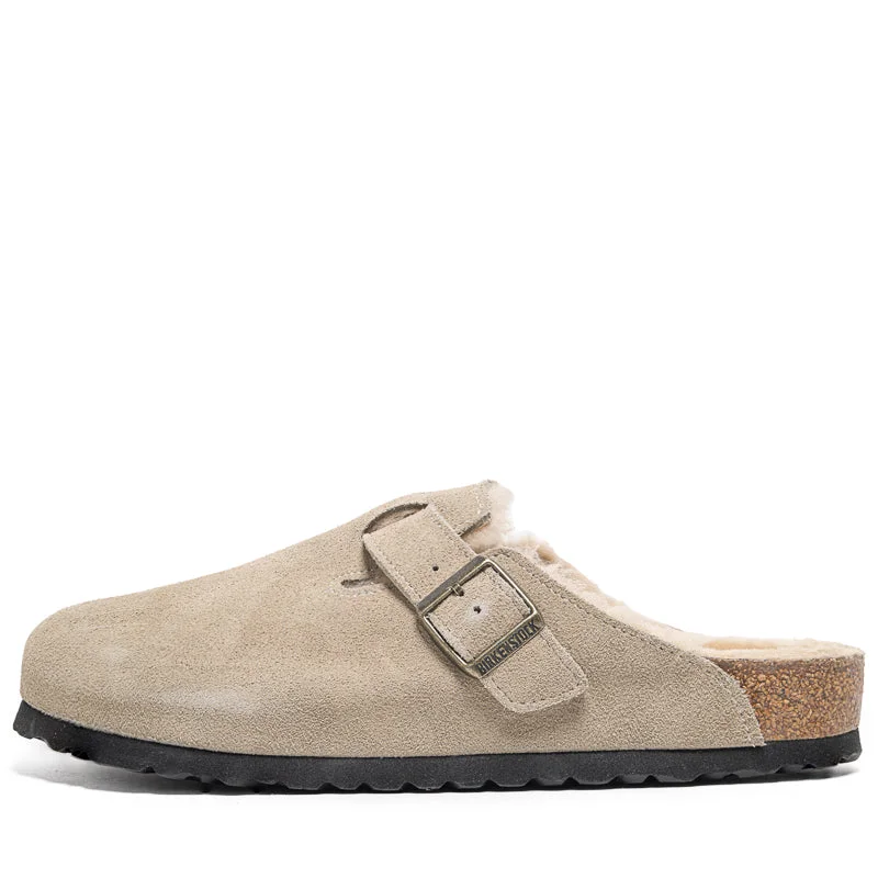 Birkenstock Boston Shearling Suede Shearling - Taupe Sand