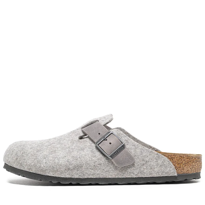 Birkenstock Boston Wool Oiled Leather - Light Gray