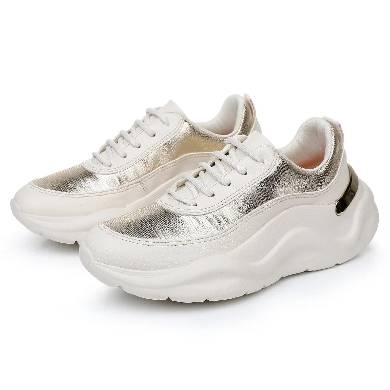 Flashy Chunky Sneakers - Gold & White (939.004)