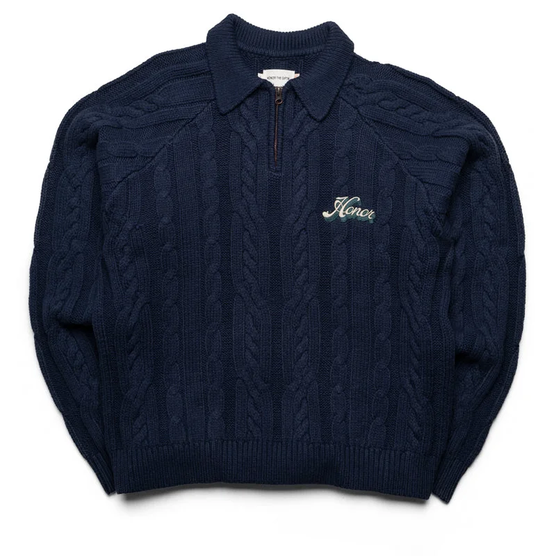 Honor The Gift Cable Zip Leisure Henley - Navy