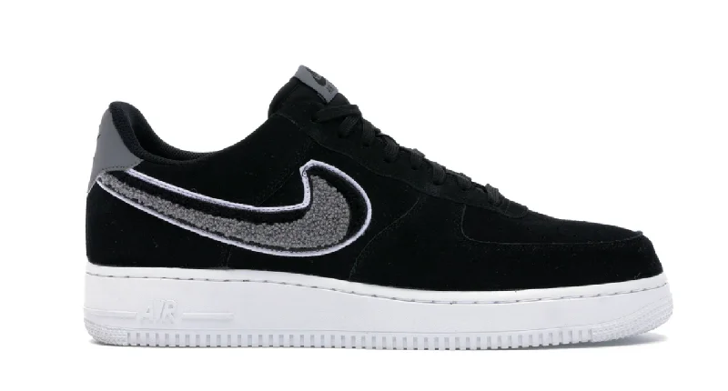 Nike Air Force 1 Low 3D Chenille Swoosh Black Cool Grey