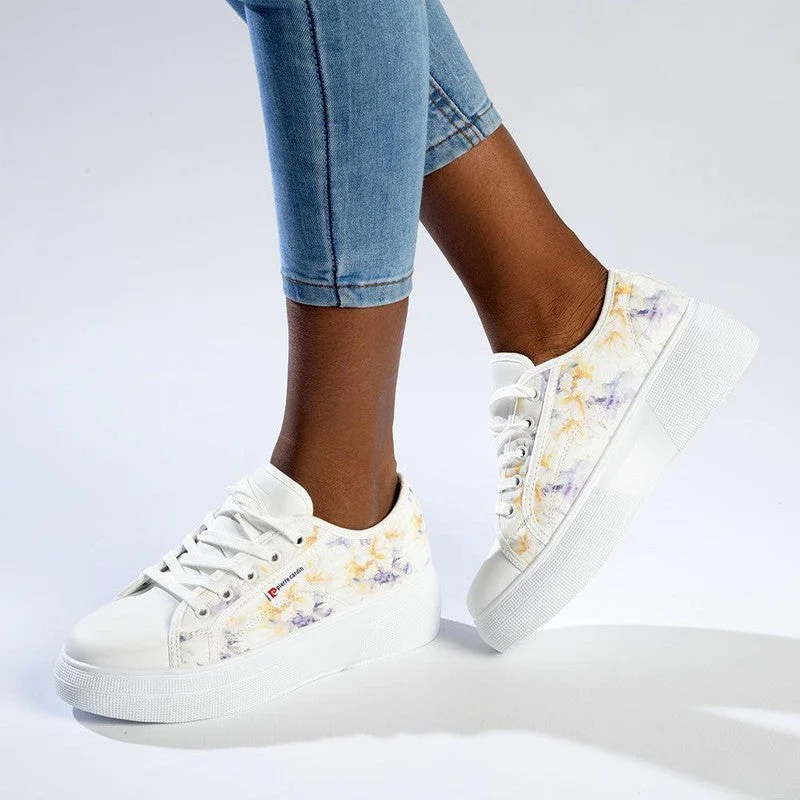 Pierre Cardin Catherine Lace Up Sneaker - White Flower