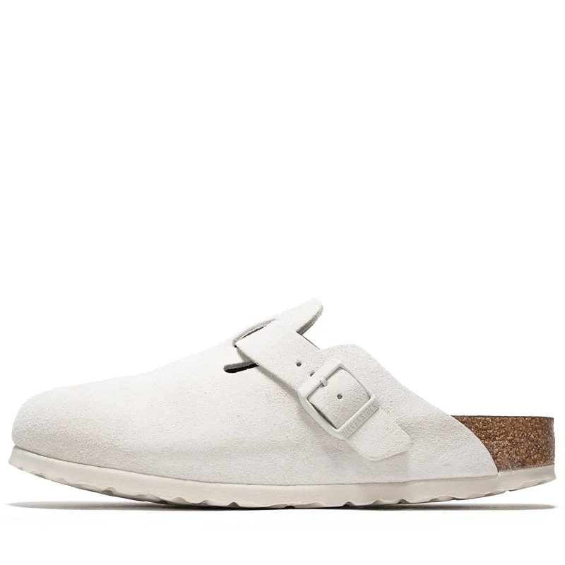 Women's Birkenstock Boston Soft Footbed Suede - Antique White